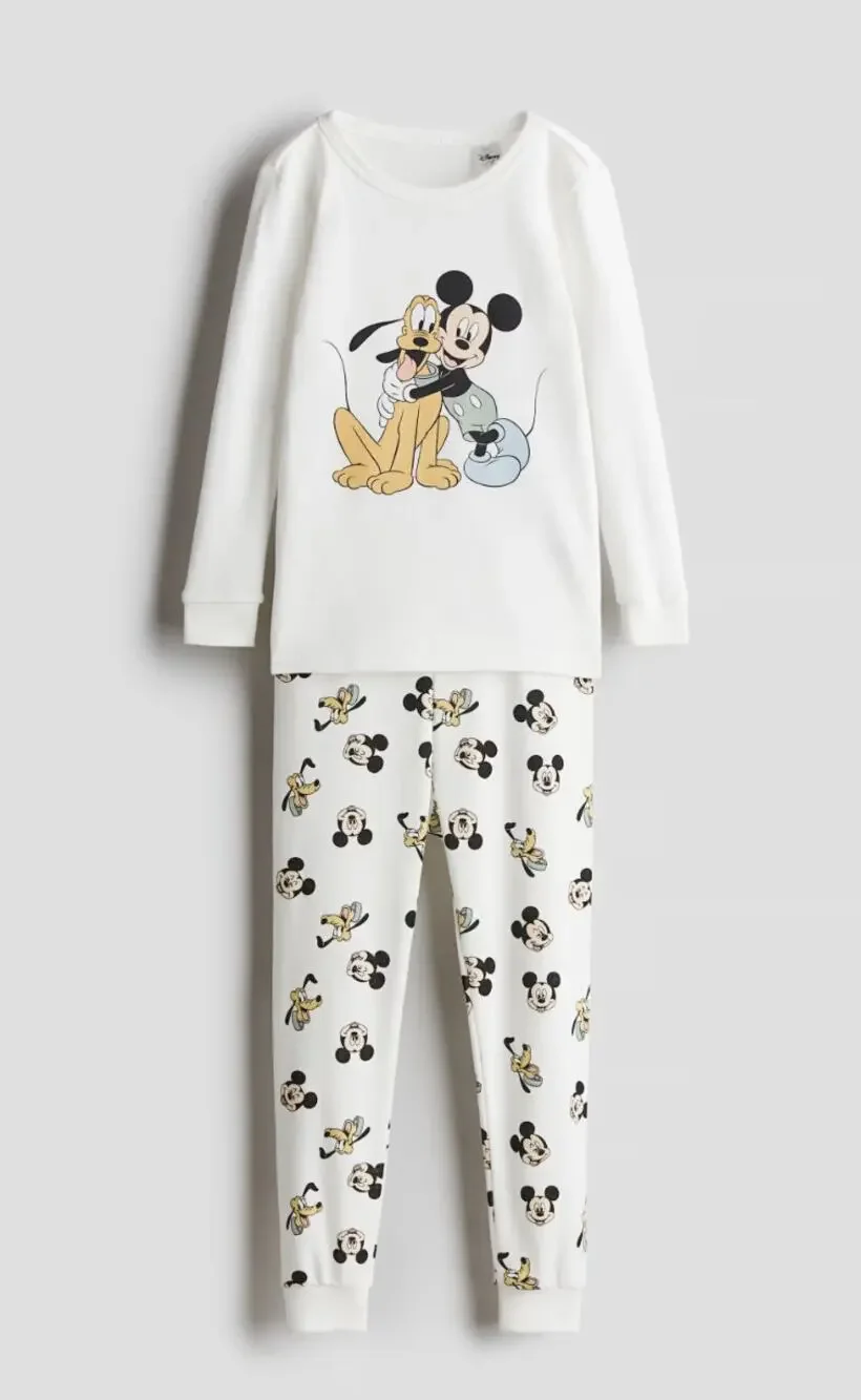 H&M Snug Fit Cotton Jersey Pajamas Mickey Set Size 2Y NWT